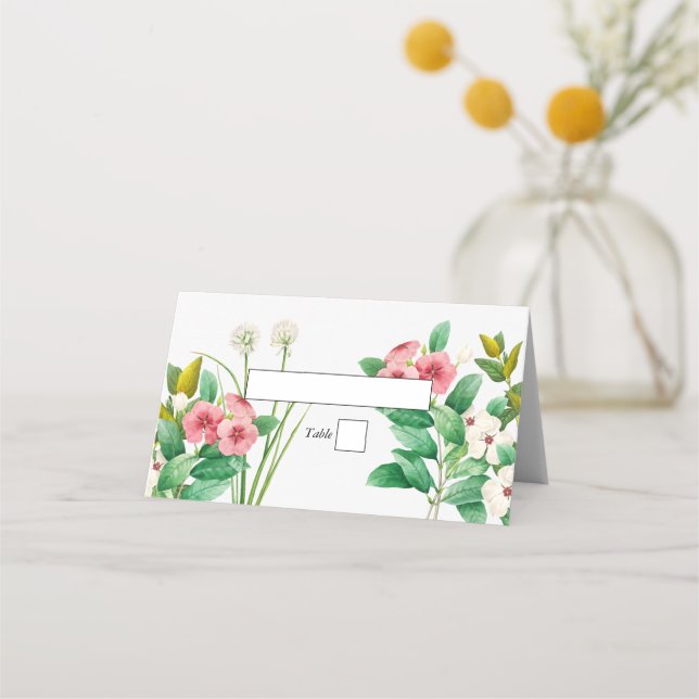 Tarjeta De Asiento Boda de acuarela de Wildflowers Periwinkle (Anverso)