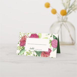 Tarjeta De Asiento Boda de acuarela floral de color verde rosado