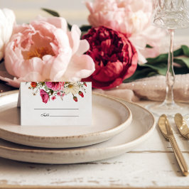 Tarjeta De Asiento Boda de acuarela floral vibrante