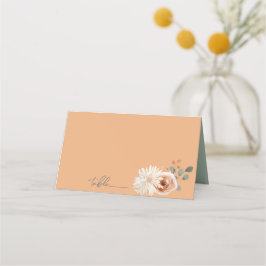 Tarjeta De Asiento Boda de acuarela Naranja floral Peach Place Cards