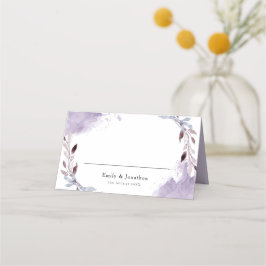 Tarjeta De Asiento Boda de acuarelas de follaje púrpura