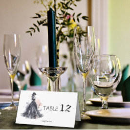 Tarjeta De Asiento boda de agua negra floral gótica 