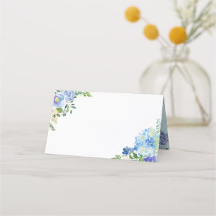 Tarjeta De Asiento Boda de aguas azules hidrángueas y Rosas