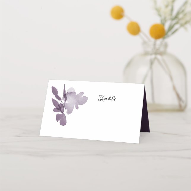 Tarjeta De Asiento Boda de Ametismo Floral de acuarela romántica (Anverso)