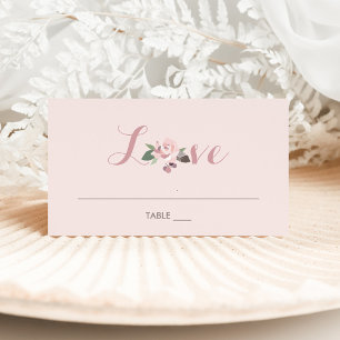 Tarjeta De Asiento Boda de Amor Floral Rosa Romántico