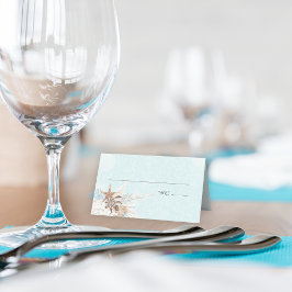 Tarjeta De Asiento Boda de Aqua Ocean & Shells