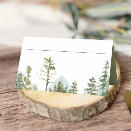 Tarjeta De Asiento Boda de árboles del bosque de montaña rústica