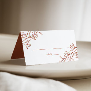 Tarjeta De Asiento Boda de arcilla de terracota floral esbozada