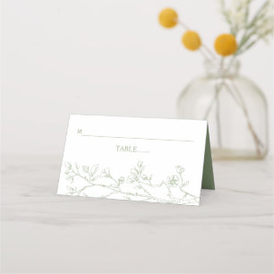 Tarjeta De Asiento Boda de arreglo de flor verde sabio