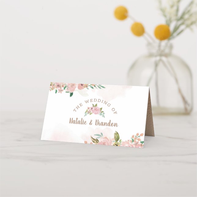 Tarjeta De Asiento Boda de asiento reservado para la cosecha de Rosa (Reverso)
