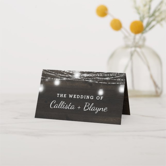 Tarjeta De Asiento Boda de asientos reservados de madera rústica de r (Reverso)