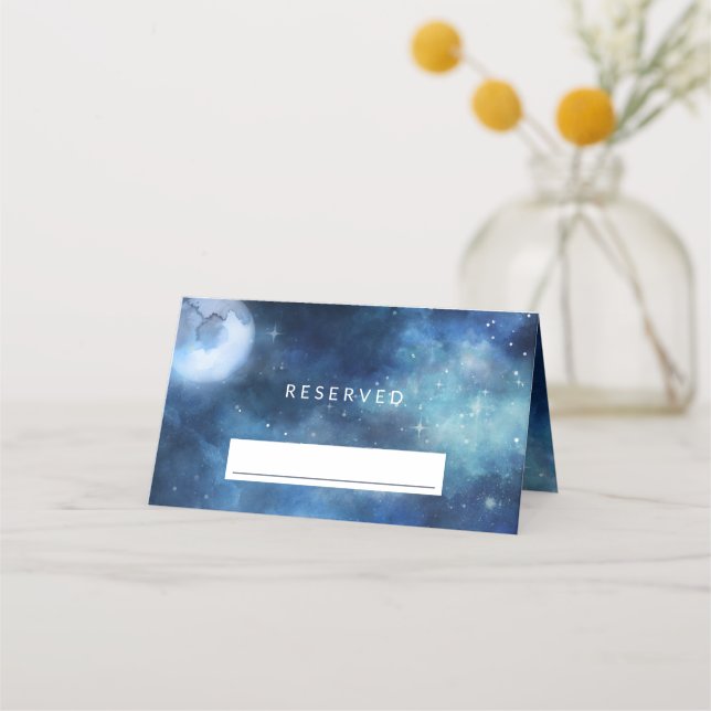 Tarjeta De Asiento Boda de asientos reservados para estrellas de luna (Anverso)