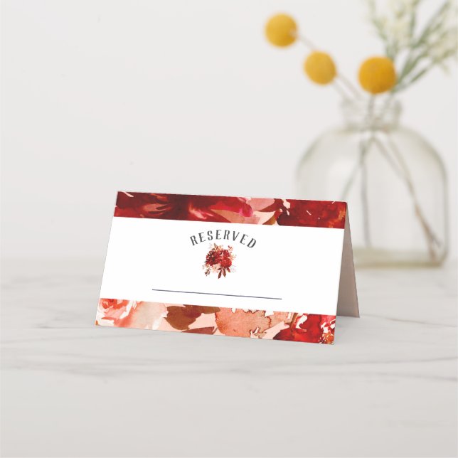 Tarjeta De Asiento Boda de asientos reservados para la caída floral d (Anverso)