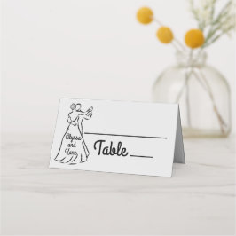 Tarjeta De Asiento Boda de bailarinas de salón de baile en blanco y n