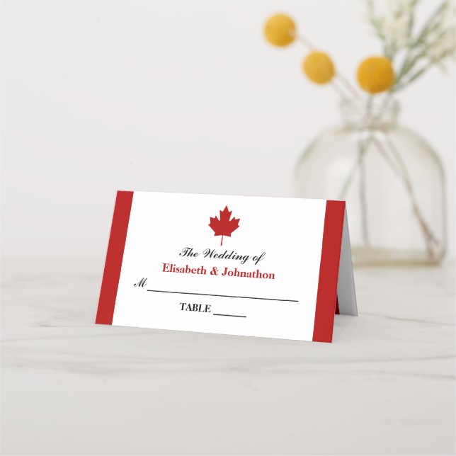 Tarjeta De Asiento Boda de Bandera de Canadá (Anverso)