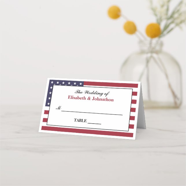 Tarjeta De Asiento Boda de Bandera de Estados Unidos (Anverso)