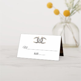 Tarjeta De Asiento Boda de Barnwood, Country Lace & Horseshoes