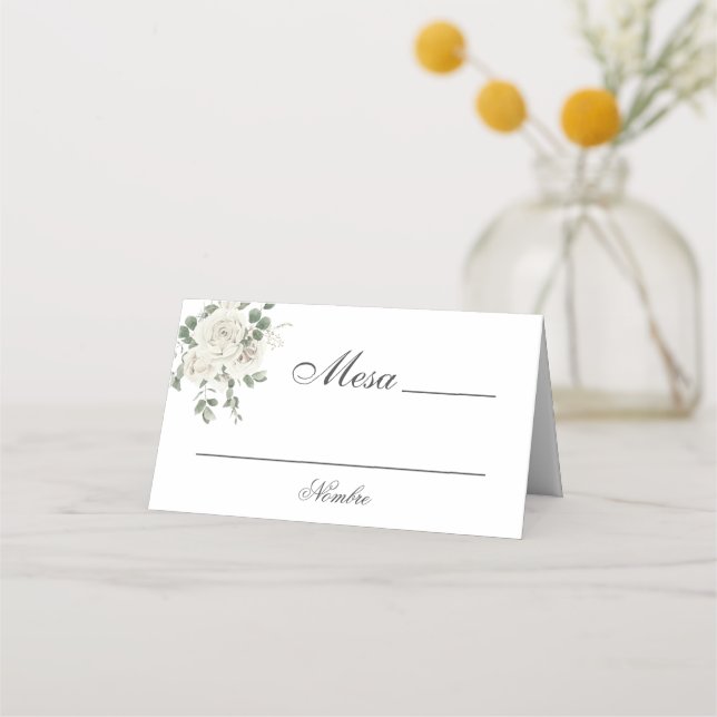 Tarjeta De Asiento Boda de Boho floral de España (Anverso)