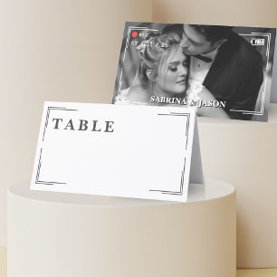 Tarjeta De Asiento Boda de borde de área de fotografía de cámara de v