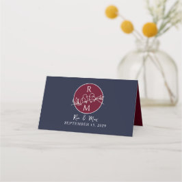 Tarjeta De Asiento Boda de Burgundy y Azul Marino