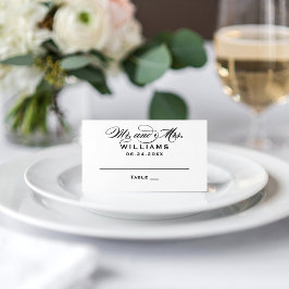 Tarjeta De Asiento Boda de Caligrafía Clásica Negra Sr. y Sra.