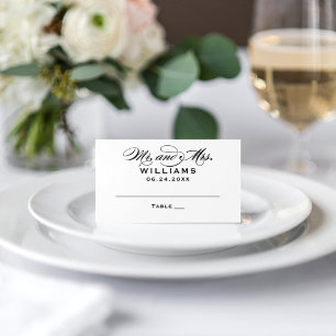 Tarjeta De Asiento Boda de Caligrafía Clásica Negra Sr. y Sra.