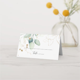 Tarjeta De Asiento Boda de caligrafía de eucalipto de oro