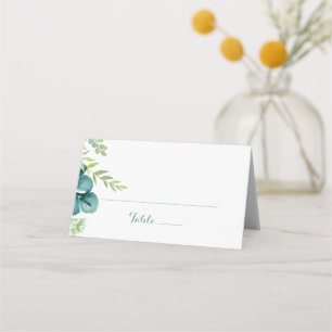 Tarjeta De Asiento Boda de caligrafía de eucalipto verde ventilado