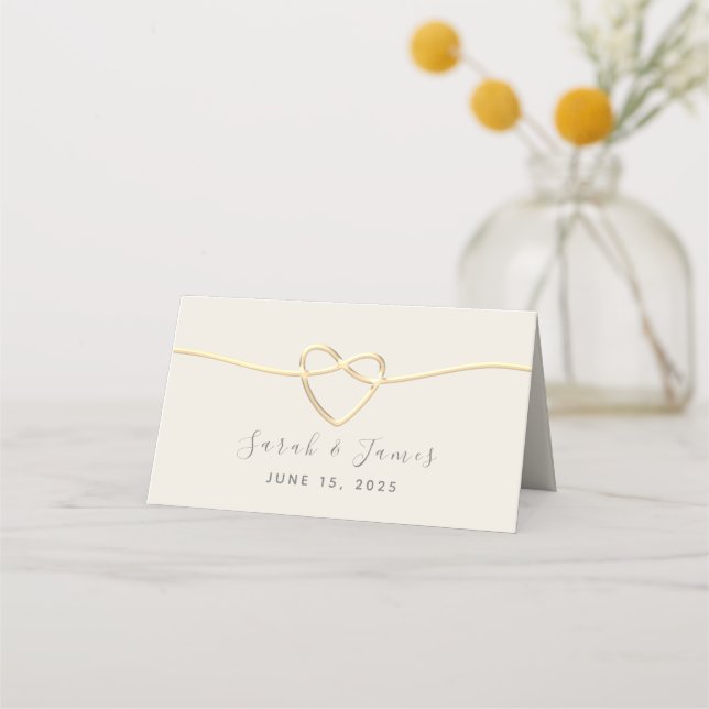 Tarjeta De Asiento Boda de caligrafía de oro (Reverso)