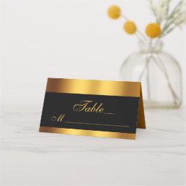 Tarjeta De Asiento Boda de caligrafía de oro negro de lujo