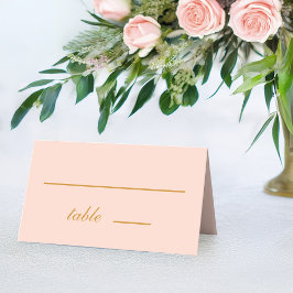 Tarjeta De Asiento Boda de Caligrafía Dorada Rosa Simple