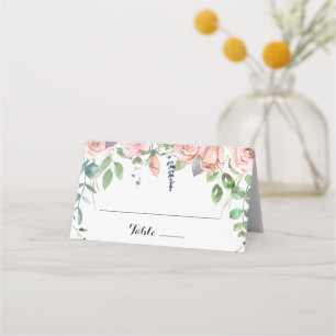 Tarjeta De Asiento Boda de caligrafía floral de brisa de verano