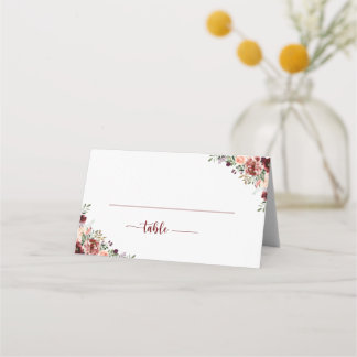 Tarjeta De Asiento Boda de caligrafía floral de verano rústico