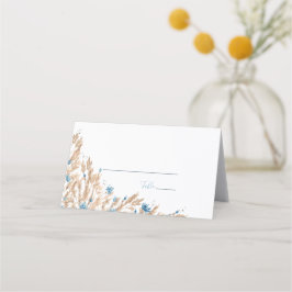 Tarjeta De Asiento Boda de campos de campo azul en polvo