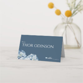 Tarjeta De Asiento Boda de Cinta de Hortensia Azul Elegante