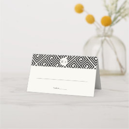 Tarjeta De Asiento Boda de clave griega geométrica de monograma clási