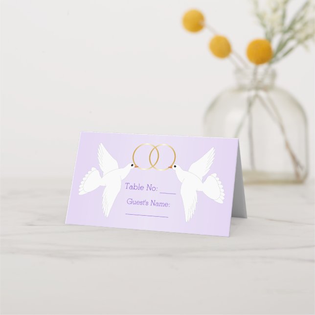 Tarjeta De Asiento Boda de color Lilac (Anverso)