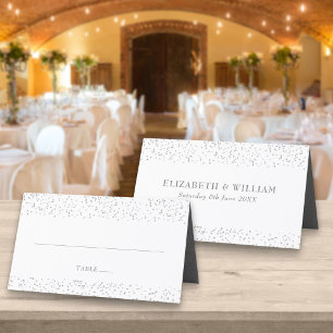 Tarjeta De Asiento Boda de Confeti de Polvo de Estrellas Plateadas