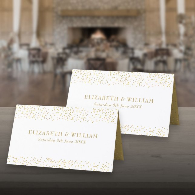 Tarjeta De Asiento Boda de Confeti de Polvo de Oro (Gold Dust Confetti Wedding Place Card)