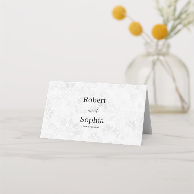 Tarjeta De Asiento Boda de copo de nieve de invierno (Reverso)