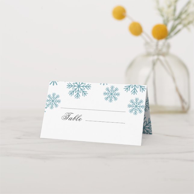 Tarjeta De Asiento Boda de copos de nieve (Anverso)