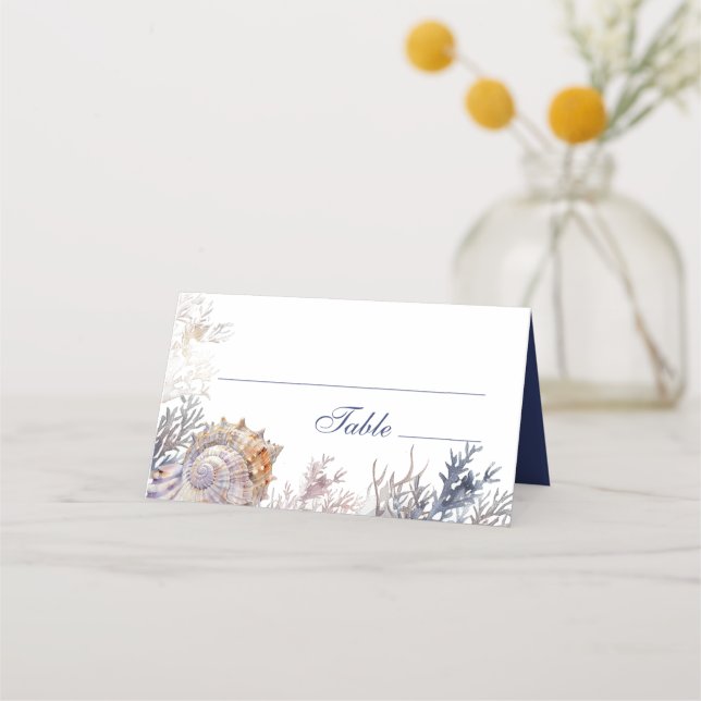 Tarjeta De Asiento Boda de Corales de Agua para Casas (Anverso)