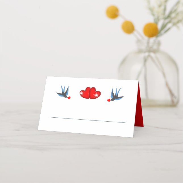 Tarjeta De Asiento Boda de corazón retro Rockabilly (Anverso)