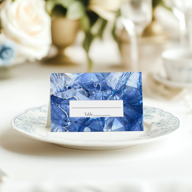 Tarjeta De Asiento Boda de corte Gemstone de zafiro azul (Subido por el creador)