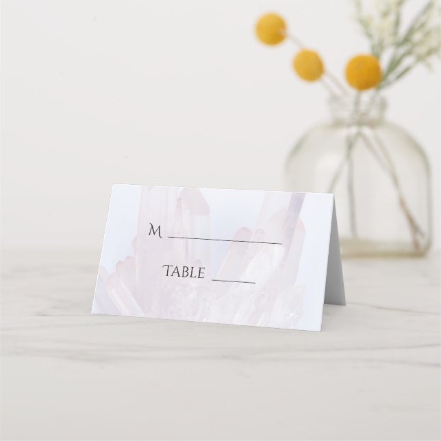 Tarjeta De Asiento Boda de cristales púrpura de lavanda ligera (Reverso)