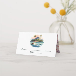 Tarjeta De Asiento Boda de destino de acuarela en Hawaii