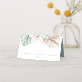 Tarjeta De Asiento Boda de destino de playa | Hojas tropicales
