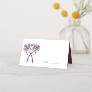 Tarjeta De Asiento Boda de destino tropical de palmeras nubladas