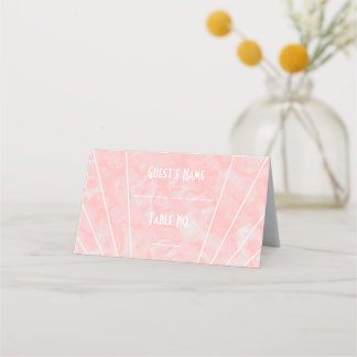 Tarjeta De Asiento Boda de diseño Art Decó de Mármol Rosa