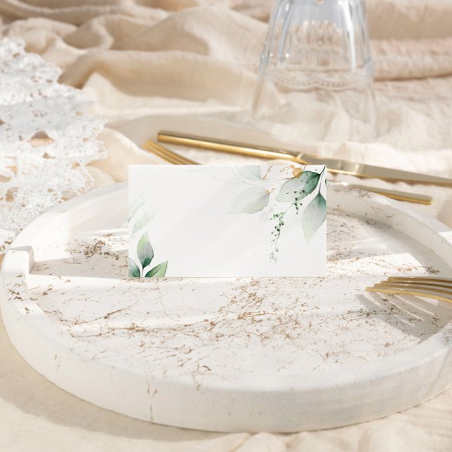 Tarjeta De Asiento Boda de ecología y eucalipto de oro (Subido por el creador)